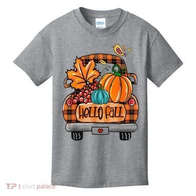 Hello Fall Pumpkin Truck Cute Kids T-Shirt
