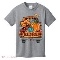 Hello Fall Pumpkin Truck Cute Kids T-Shirt thumb 0