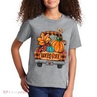 Hello Fall Pumpkin Truck Cute Kids T-Shirt thumb 2