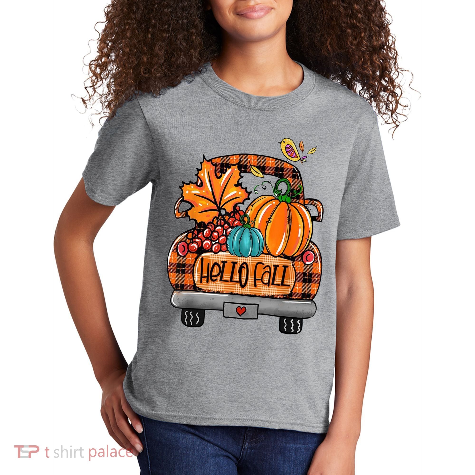 Hello Fall Pumpkin Truck Cute Kids T-Shirt