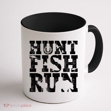 Hunt Fish Run Hunting Fishing Running Hunter Gift Coffee Mug back