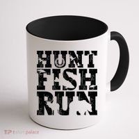 Hunt Fish Run Hunting Fishing Running Hunter Gift Coffee Mug thumb 1