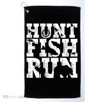 Hunt Fish Run Hunting Fishing Running Hunter Gift Golf Towel thumb 0
