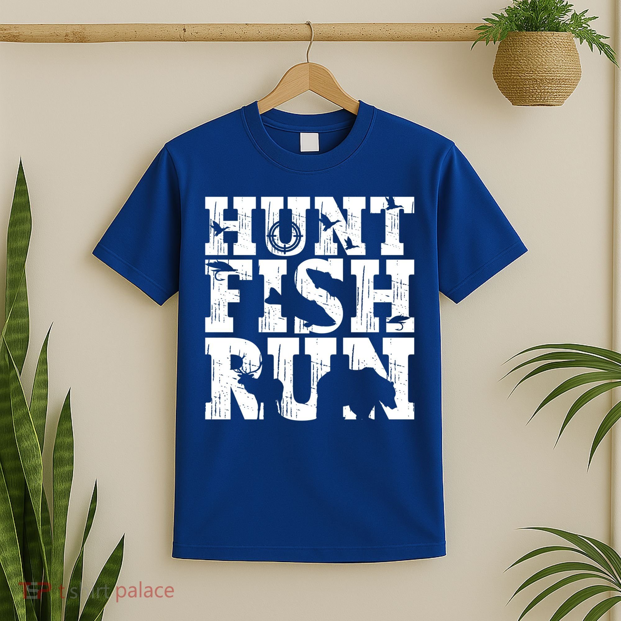 Hunt Fish Run Hunting Fishing Running Hunter Gift T-Shirt