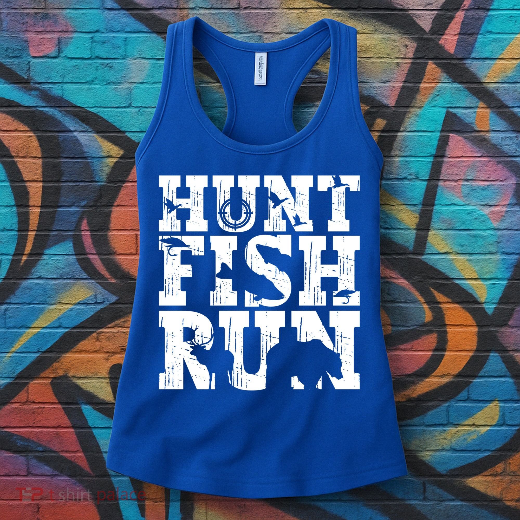 Hunt Fish Run Hunting Fishing Running Hunter Gift Women's Tank Top
