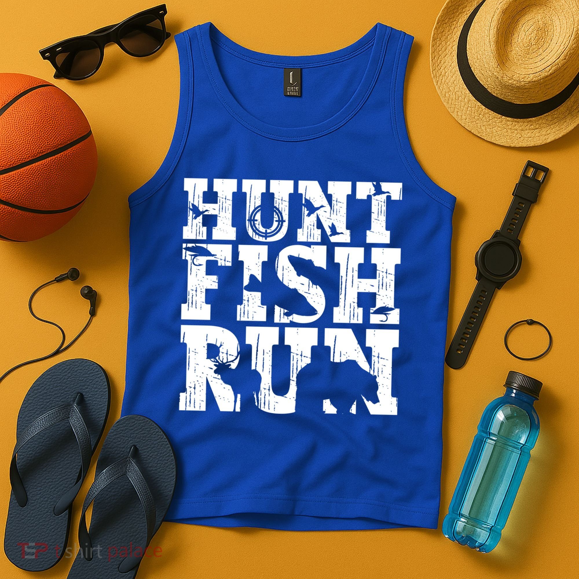 Hunt Fish Run Hunting Fishing Running Hunter Gift Tank Top