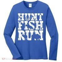 Hunt Fish Run Hunting Fishing Running Hunter Gift Women's Long Sleeve Shirt thumb 0