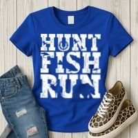Hunt Fish Run Hunting Fishing Running Hunter Gift Women's T-Shirt thumb 3