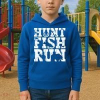 Hunt Fish Run Hunting Fishing Running Hunter Gift Kids Hoodie thumb 2