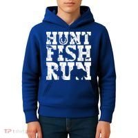 Hunt Fish Run Hunting Fishing Running Hunter Gift Kids Hoodie thumb 4