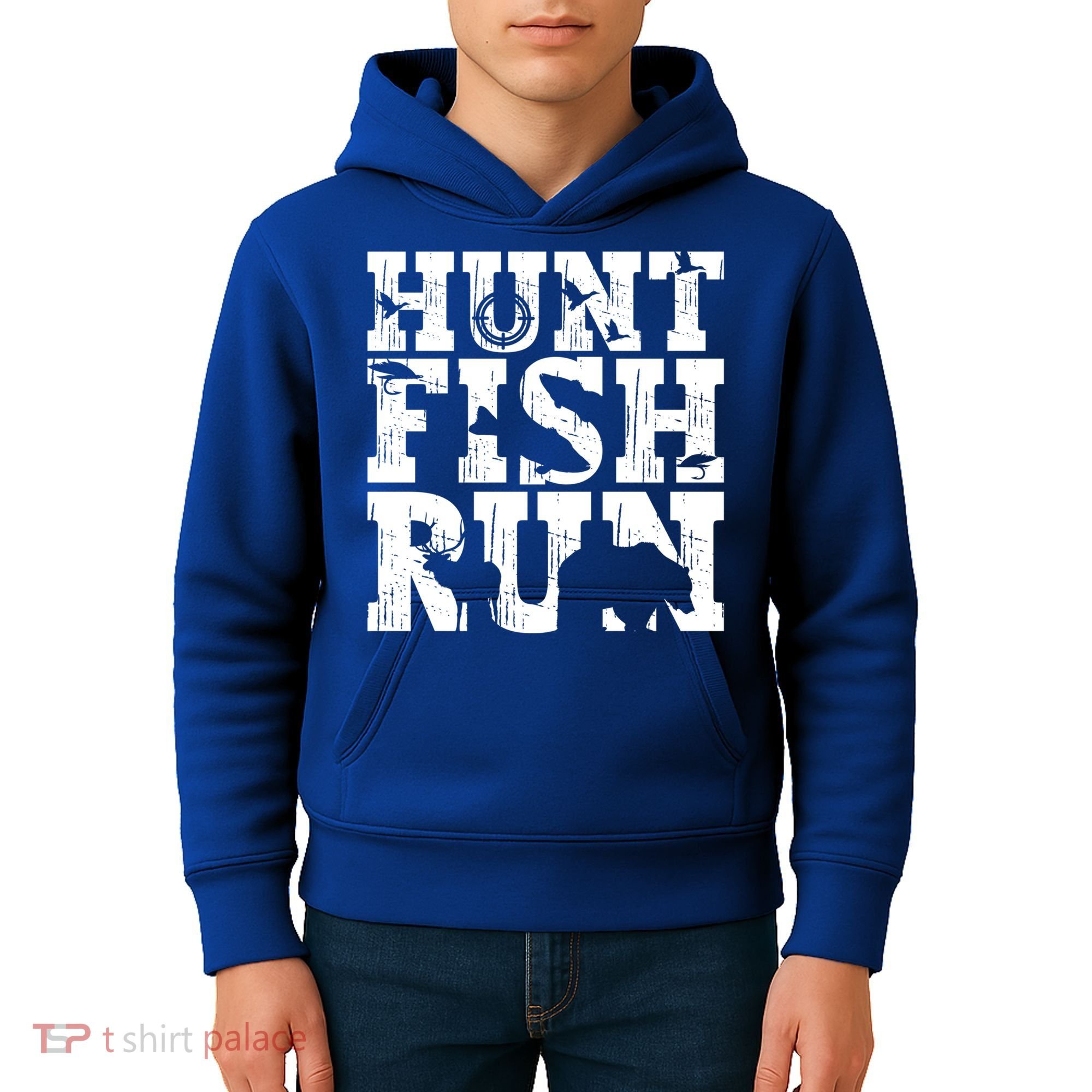 Hunt Fish Run Hunting Fishing Running Hunter Gift Kids Hoodie