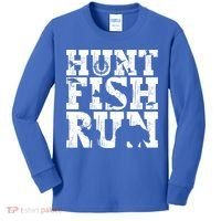 Hunt Fish Run Hunting Fishing Running Hunter Gift Kids Long Sleeve Shirt thumb 0