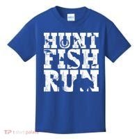 Hunt Fish Run Hunting Fishing Running Hunter Gift Kids T-Shirt thumb 0