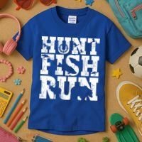 Hunt Fish Run Hunting Fishing Running Hunter Gift Kids T-Shirt thumb 3