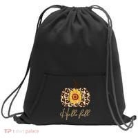 Hello Fall Sunflower Pumpkin Sweatshirt Cinch Pack Bag thumb 0
