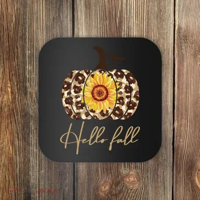 Hello Fall Sunflower Pumpkin Coaster