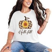 Hello Fall Sunflower Pumpkin Comfort Colors T-Shirt thumb 0