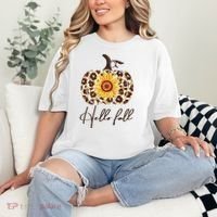 Hello Fall Sunflower Pumpkin Comfort Colors T-Shirt thumb 2