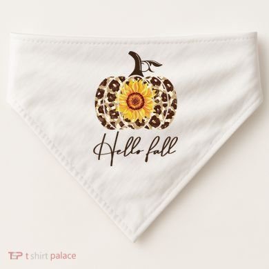 Hello Fall Sunflower Pumpkin USA-Made Doggie Bandana