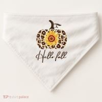Hello Fall Sunflower Pumpkin USA-Made Doggie Bandana thumb 0