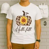 Hello Fall Sunflower Pumpkin T-Shirt thumb 6
