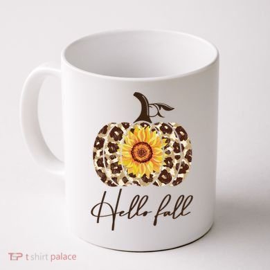Hello Fall Sunflower Pumpkin Coffee Mug