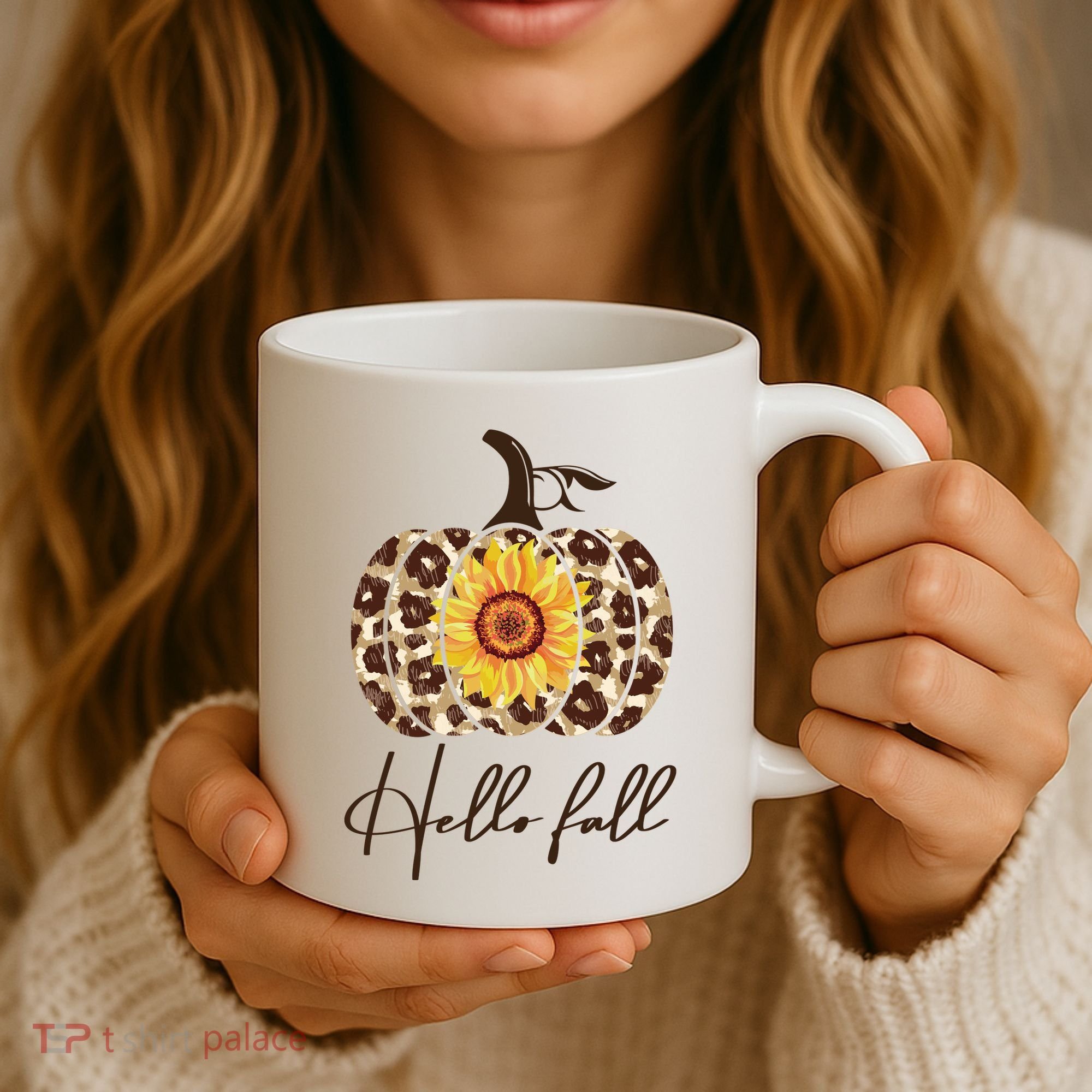 Hello Fall Sunflower Pumpkin Coffee Mug