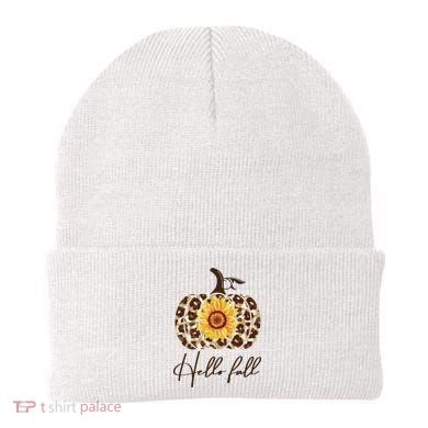 Hello Fall Sunflower Pumpkin Beanie