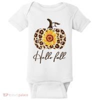 Hello Fall Sunflower Pumpkin Baby Bodysuit thumb 0
