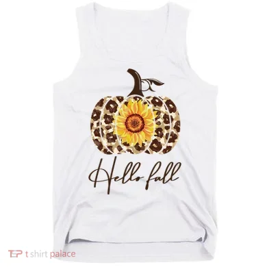 Hello Fall Sunflower Pumpkin Tank Top