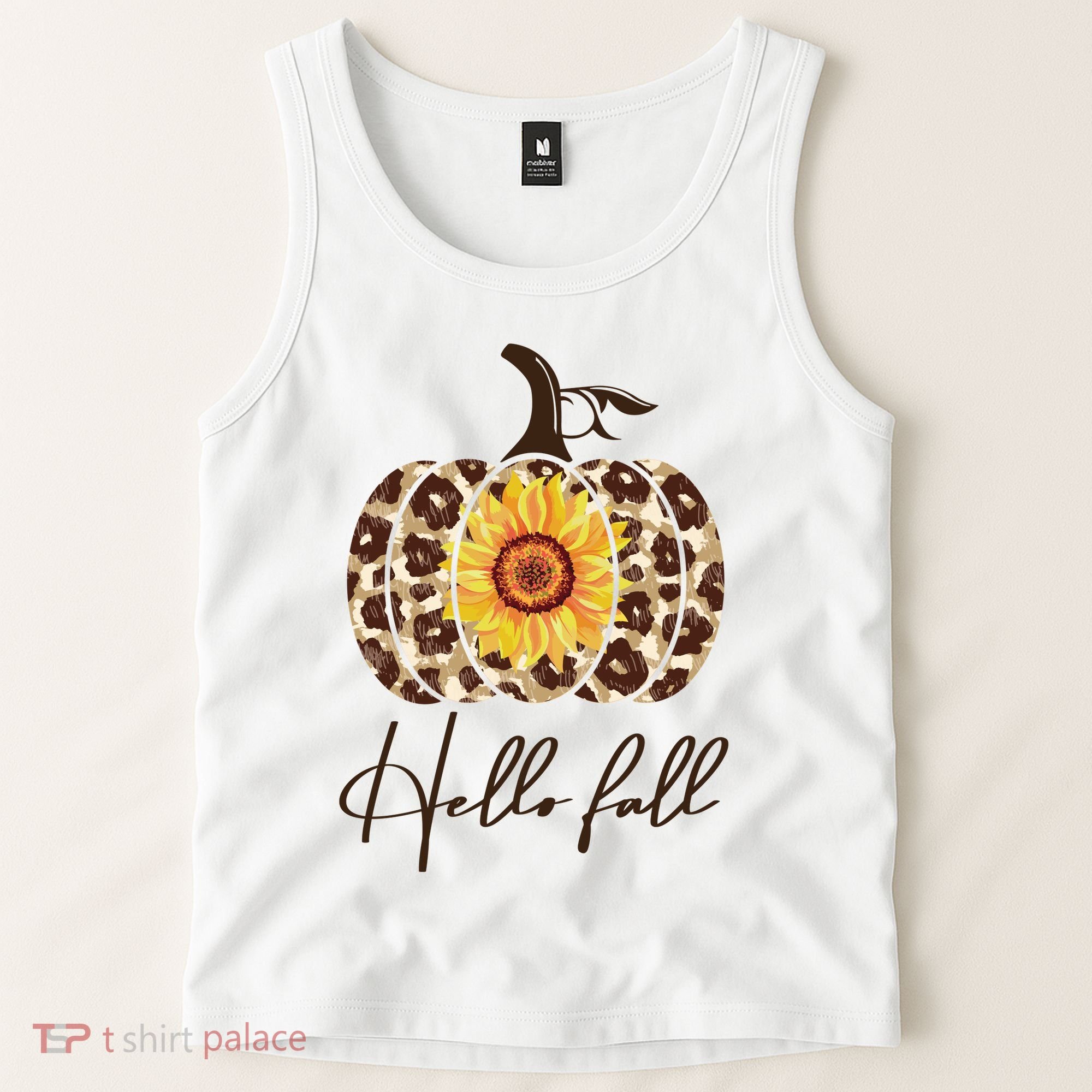 Hello Fall Sunflower Pumpkin Tank Top