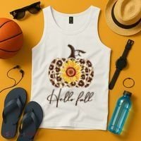 Hello Fall Sunflower Pumpkin Tank Top thumb 4