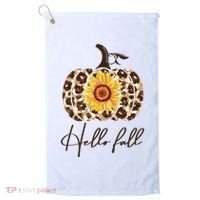 Hello Fall Sunflower Pumpkin Golf Towel thumb 0
