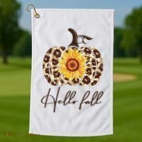 Hello Fall Sunflower Pumpkin Golf Towel thumb 1