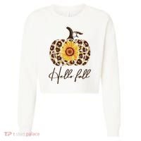 Hello Fall Sunflower Pumpkin Cropped Pullover Crew thumb 0