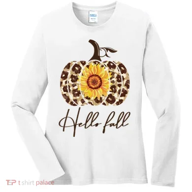 Hello Fall Sunflower Pumpkin Women's Long Sleeve Shirt