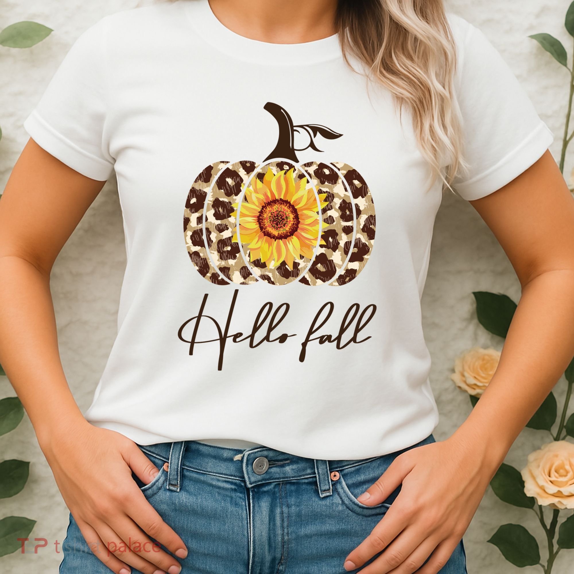 Hello Fall Sunflower Pumpkin Women's T-Shirt