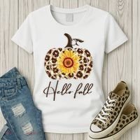 Hello Fall Sunflower Pumpkin Women's T-Shirt thumb 3