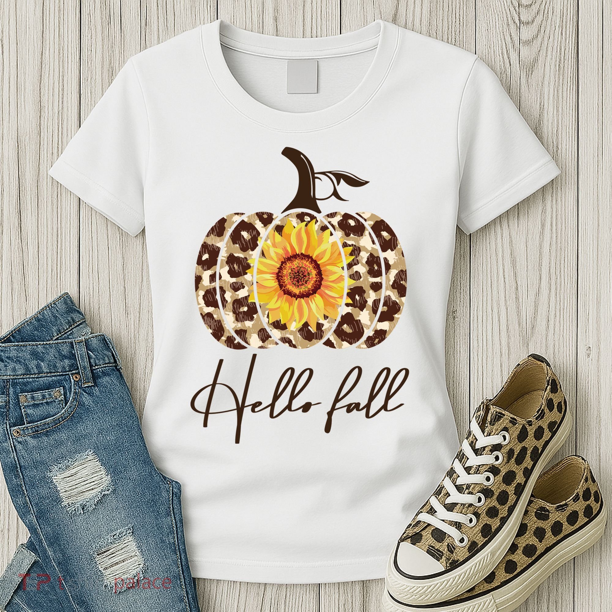 Hello Fall Sunflower Pumpkin Women's T-Shirt