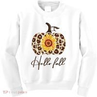Hello Fall Sunflower Pumpkin Kids Sweatshirt thumb 0