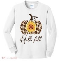 Hello Fall Sunflower Pumpkin Kids Long Sleeve Shirt thumb 0