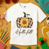 Hello Fall Sunflower Pumpkin Kids T-Shirt thumb 3
