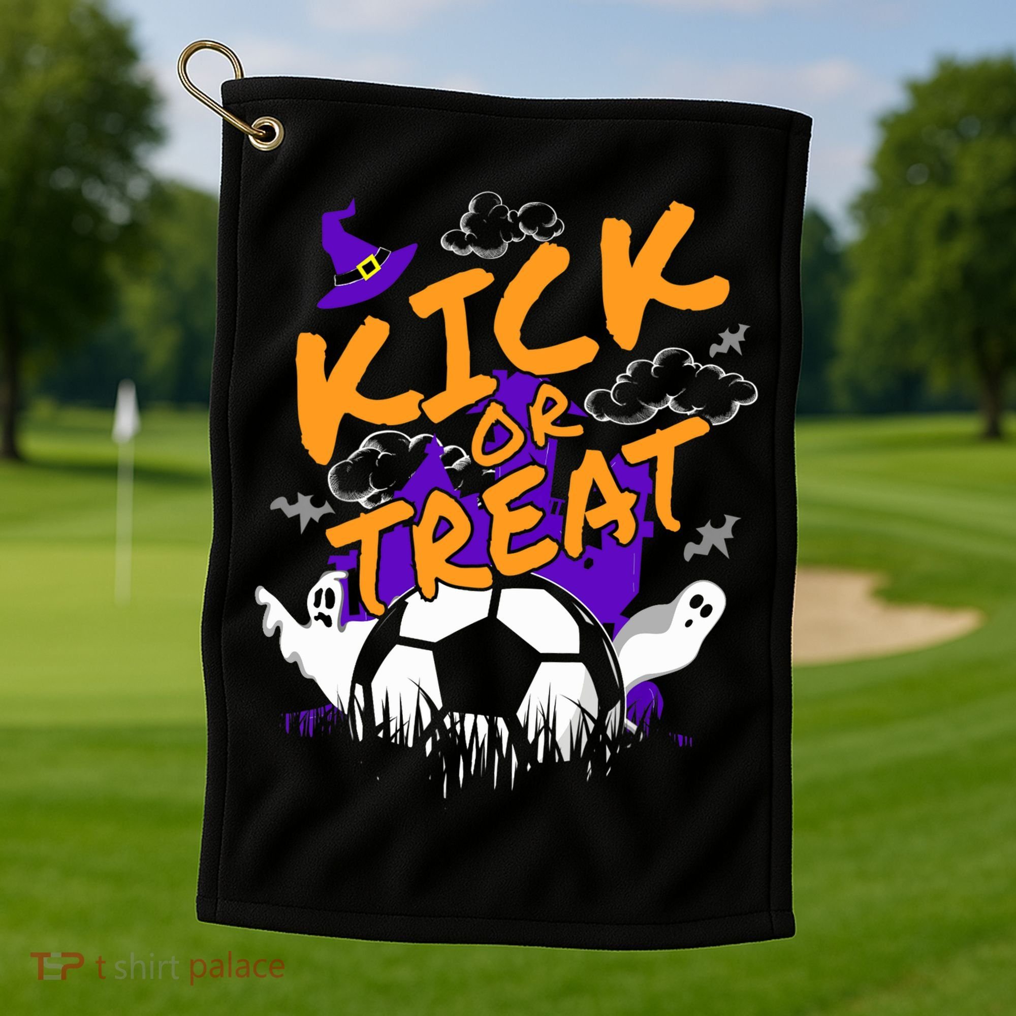 Halloween For Soccer Players With A Soccer Ball Golf Towel