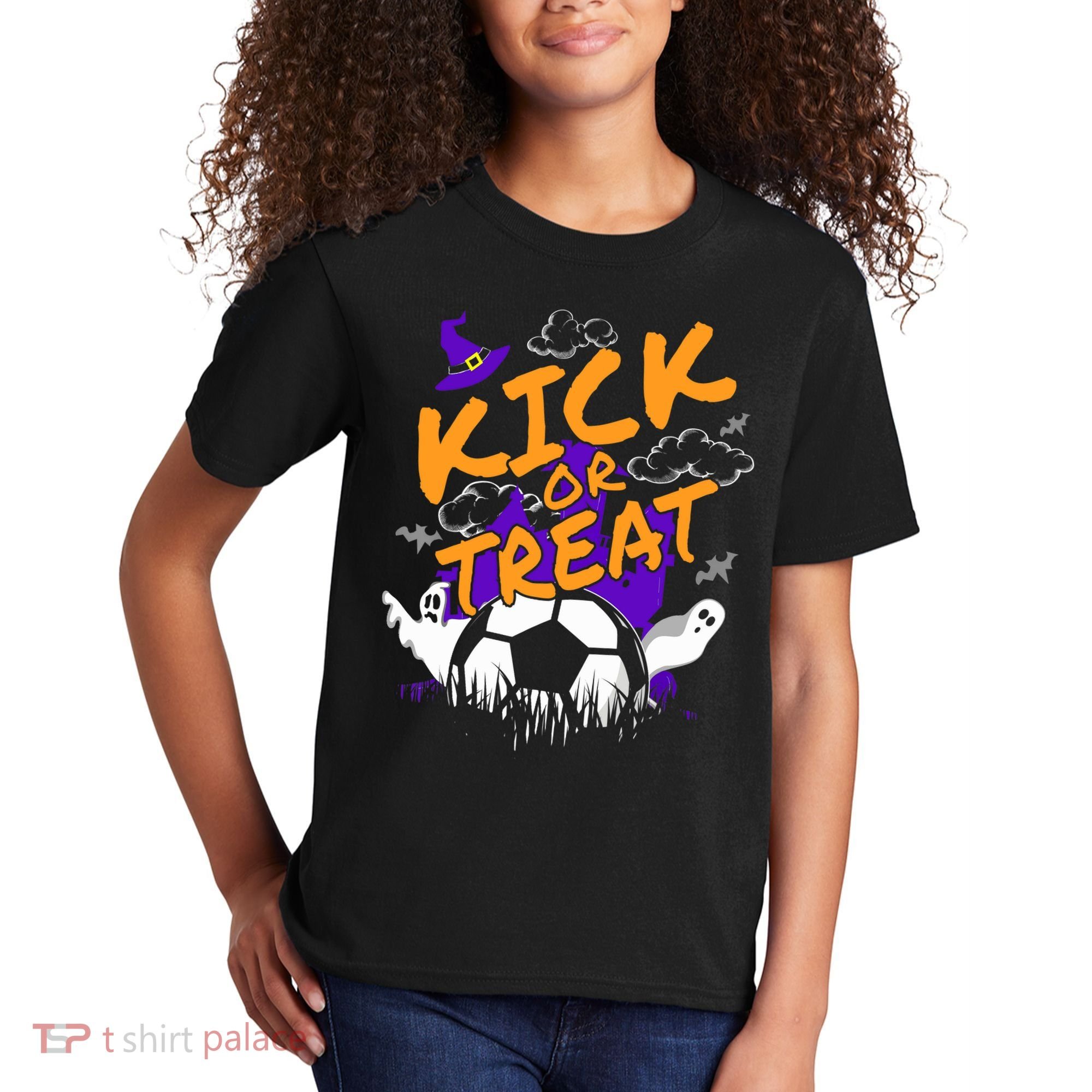 Halloween For Soccer Players With A Soccer Ball Kids T-Shirt