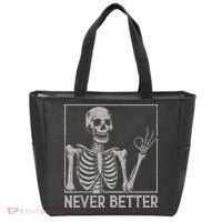 Halloween Funny Skull Never Better Skeleton Gift Tote Bag thumb 0
