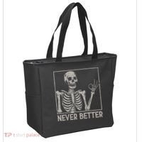 Halloween Funny Skull Never Better Skeleton Gift Tote Bag thumb 2