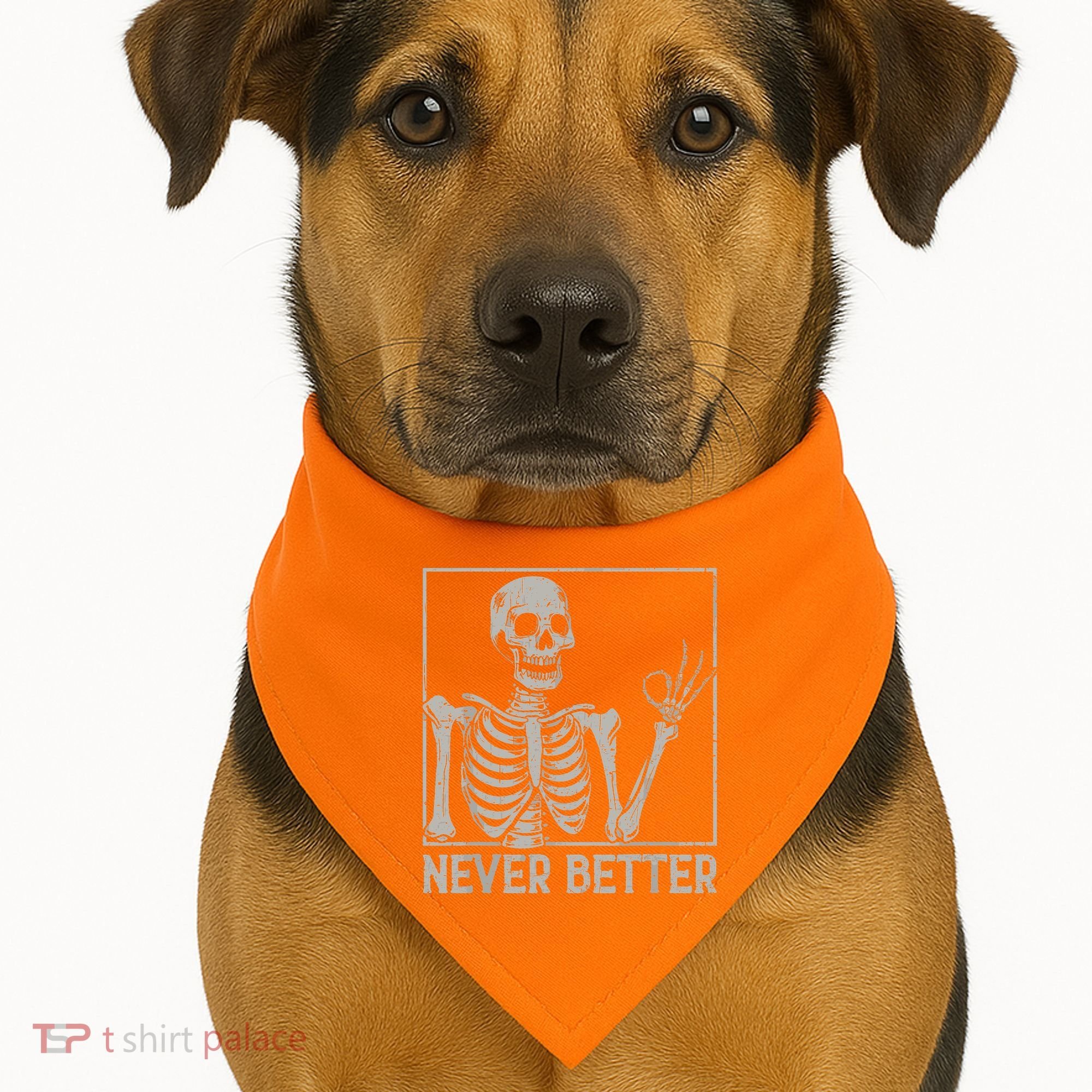 Halloween Funny Skull Never Better Skeleton Gift USA-Made Doggie Bandana