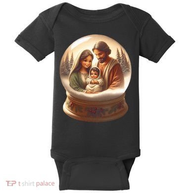 Holy Family Snow Globe Baby Bodysuit