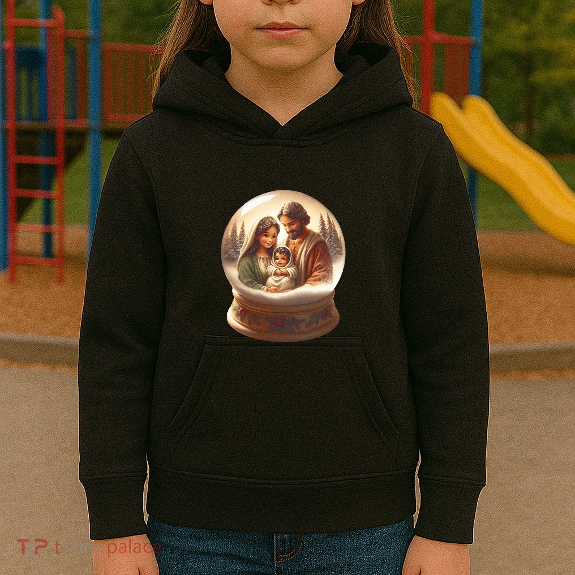 Holy Family Snow Globe Kids Hoodie