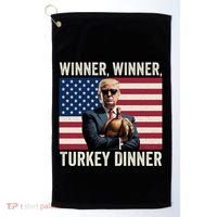 Humor Funny Trump Winner Winner Turkey Dinner Thanksgiving Cool Gift Golf Towel thumb 0